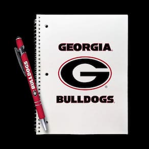 Conjunto de presentes, caneta comemorativa, caderno espiral Georgia Bulldogs com caneta