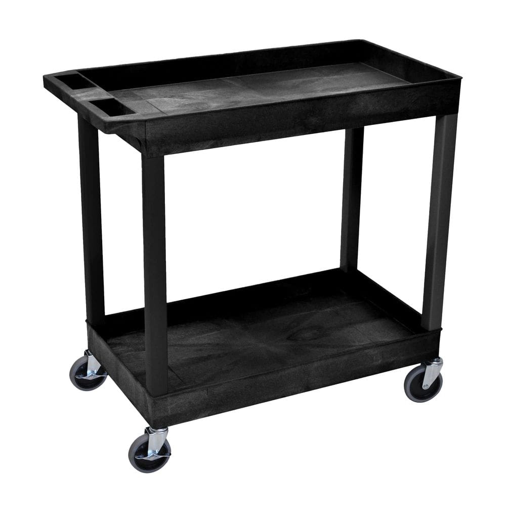 Carrinho de armazenamento Luxor Tub 32x18, 2 prateleiras com capacidade de 400 libras, preto
