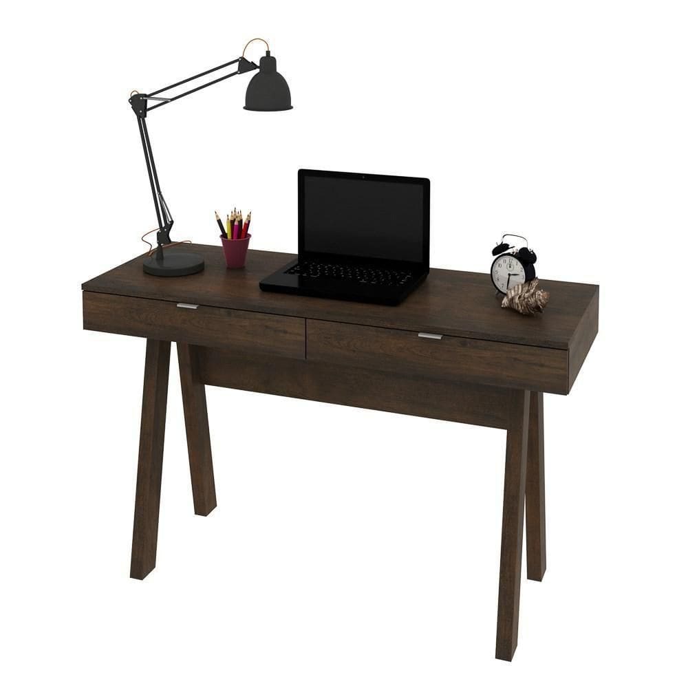 Mesa Para Escritório 2 Gavetas Me4128 Rústico - Tecno Mobili
