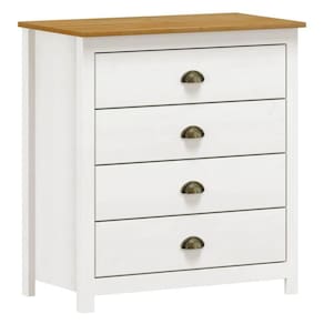 Cômoda Para Quarto 4 Gavetas Estilo Americano 80cm Lázio F07 Branco-carvalho - Mpozenato