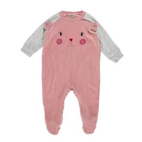 Macacão Longo para Bebê Bordado Menina Plush Rosa -Hug