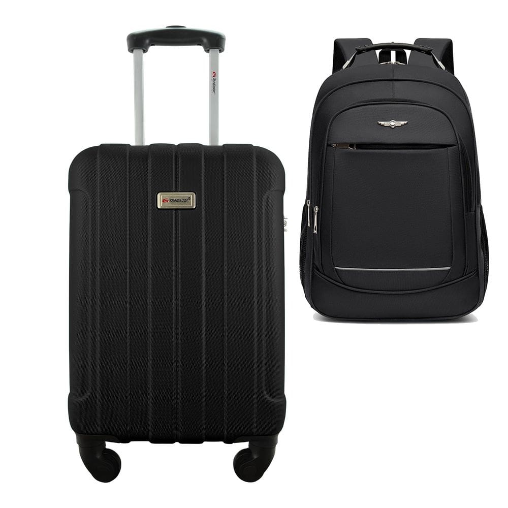 Kit Mala de Bordo 10kg Viagem Rodas 360 Rígida ABS Cadeado Segredo Gladiador A1MB Com Mochila Executiva 103