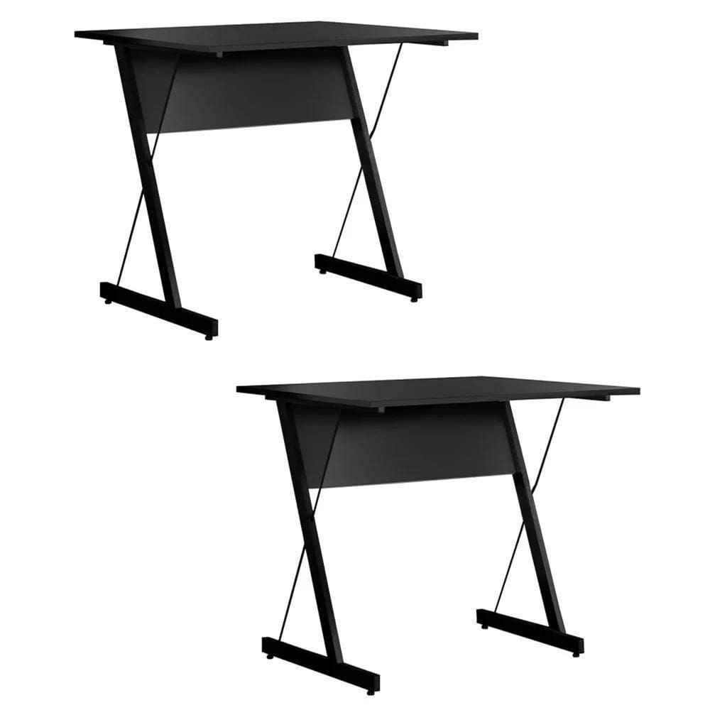 Kit 2 Mesas Para Escrivaninha Zetta 90cm Pés Metálicos Preto - Fit Mobel