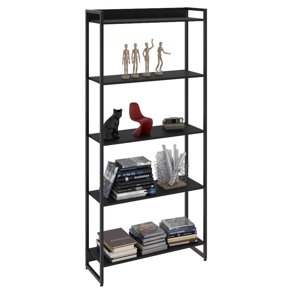 Estante Livreiro Dynamica Industrial 80cm 5 Prateleiras C08 Preto ônix - Mpozenato