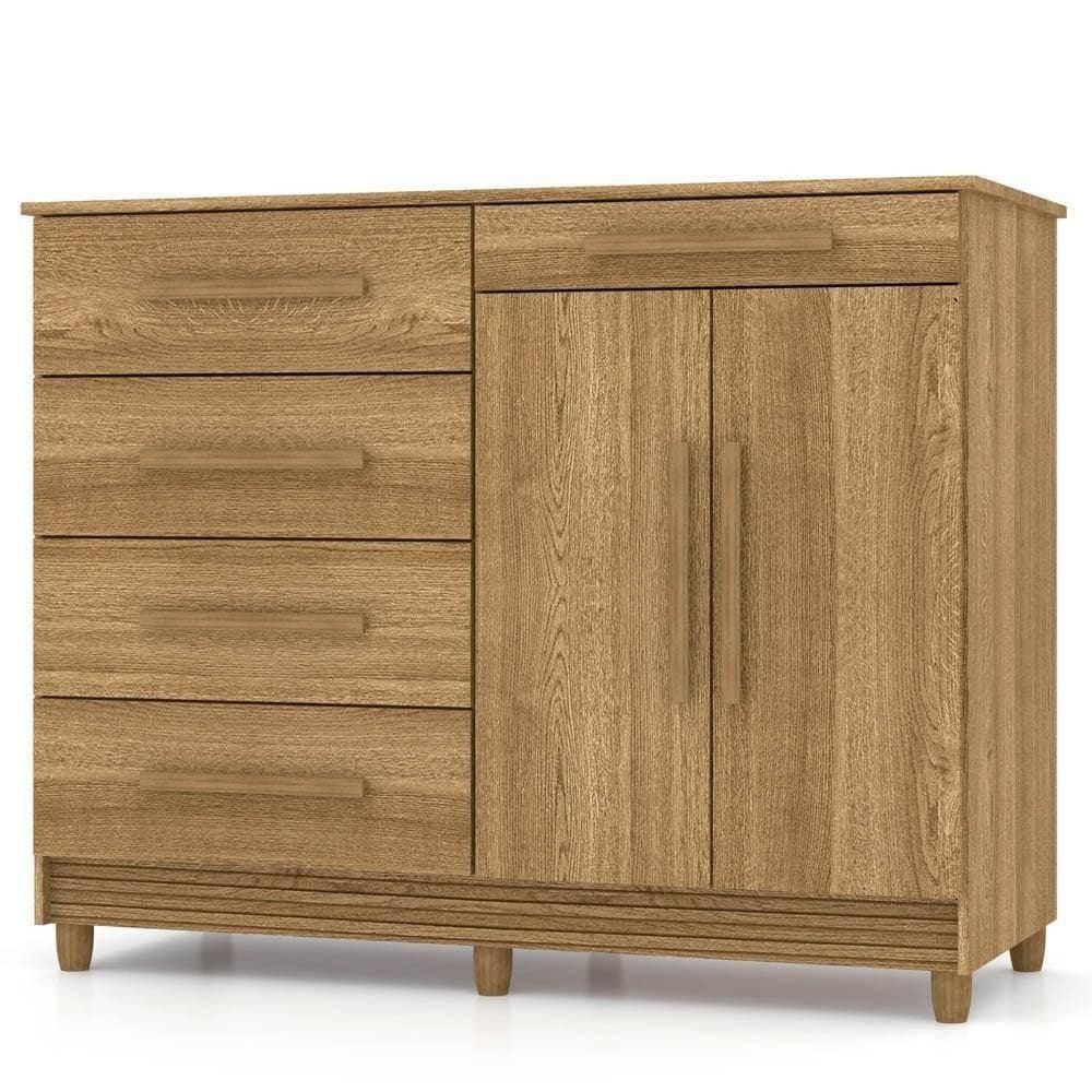 Cômoda Para Quarto Com Sapateira 2 Portas 4 Gavetas Lírio V02 Nature-brisa - Mpozenato