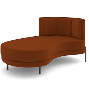 Chaise Longue Divã 164cm Braço Direito Logus D06 Veludo Telha - Mpozenato