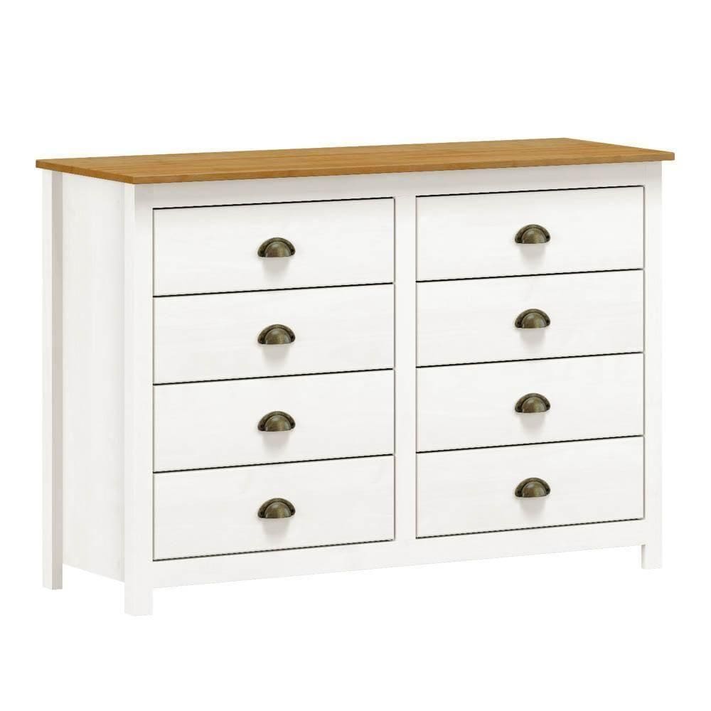 Cômoda Para Quarto 8 Gavetas Estilo Americano 125cm Lázio F07 Branco-carvalho - Mpozenato