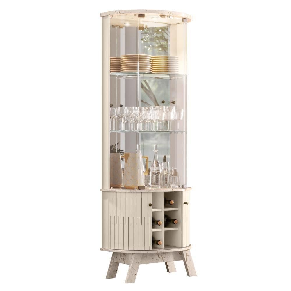 Cristaleira Para Sala De Jantar 67x180cm Melina M01 Calacata-off White - Mpozenato