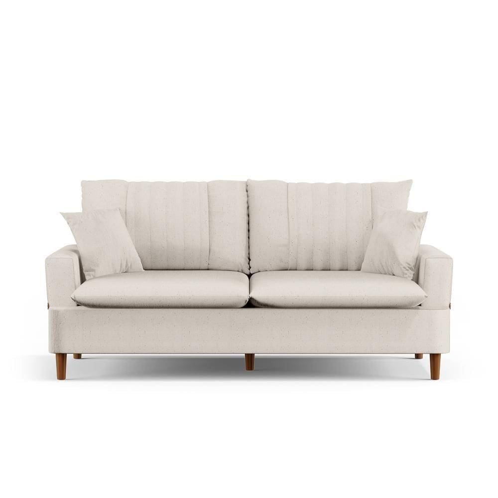 Sofá Living 3 Lugares 200cm Com Almofadas Veras D05 Linho Cru - Mpozenato