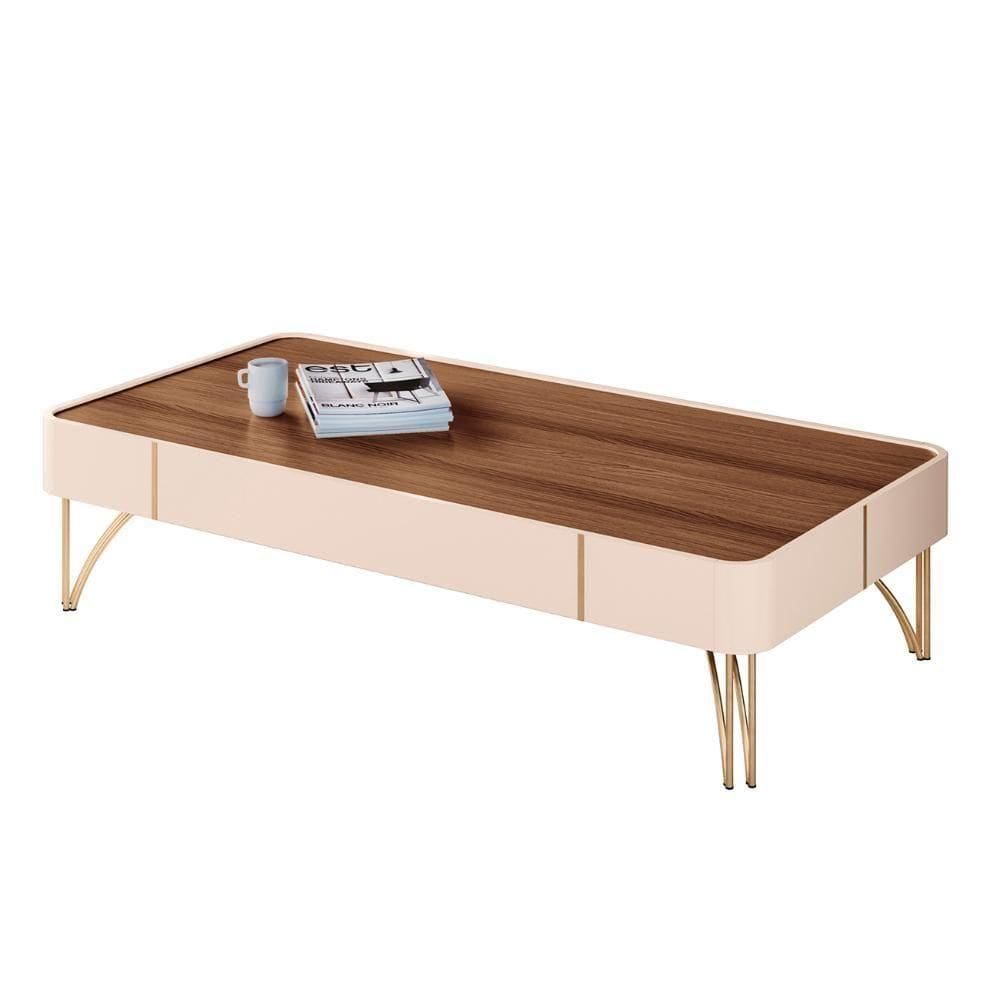 Mesa De Centro Para Sala Pés De Aço Alane H01 Off-castanho - Mpozenato