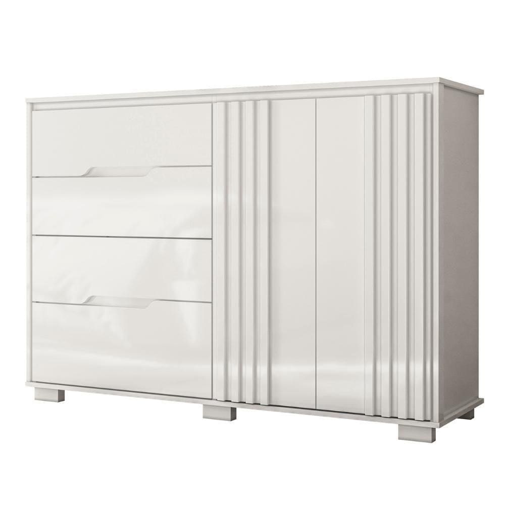 Cômoda Para Quarto 4 Gavetas 147cm Gênova M07 Branco - Mpozenato