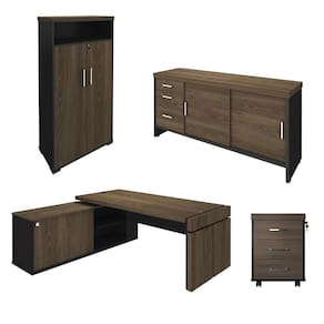 Conjunto Escritório Home Office 4 Peças Mesa Diretor Corp A06 Charuto-preto - Mpozenato