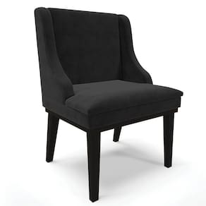 Cadeira Estofada Para Sala De Jantar Base Fixa De Madeira Preto Lia Suede Preto - Ibiza