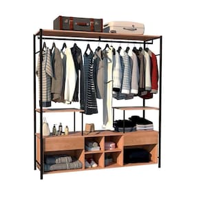 Guarda Roupa Closet Casal Industrial 174cm 2 Gavetas Barcelona Demolição-preto - Artefamol