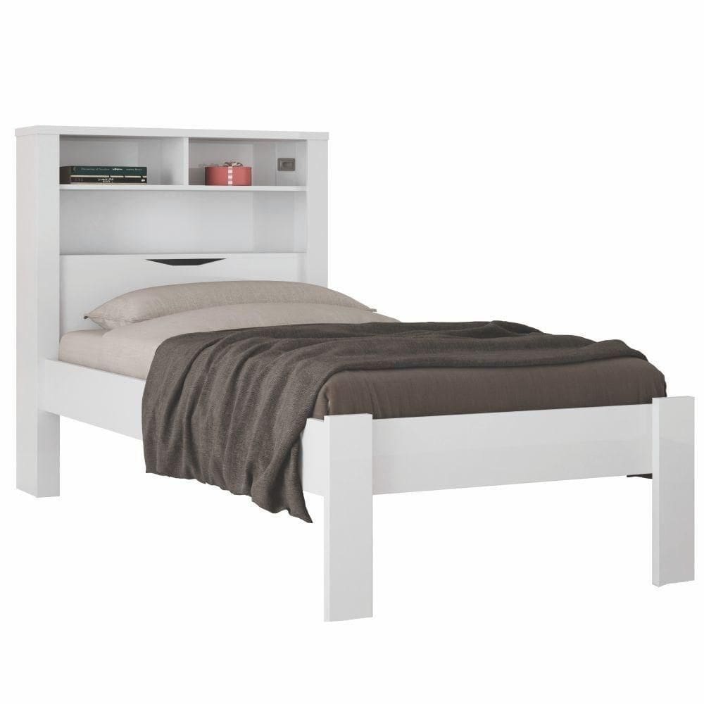 Cama Solteiro Invicta Com Baú Branco - Santos Andirá
