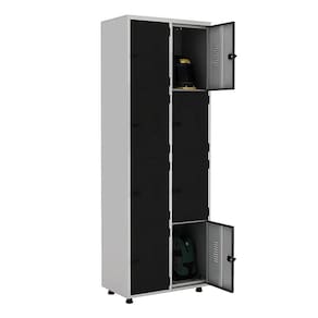 Armário Roupeiro Aço 8 Portas Guarda Volume Ea702 Preto
