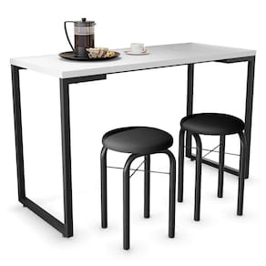 Mesa De Cozinha Bistrô Porto Branco 120cm Com 2 Banquetas Industriais Maviê Preto - Mpozenato