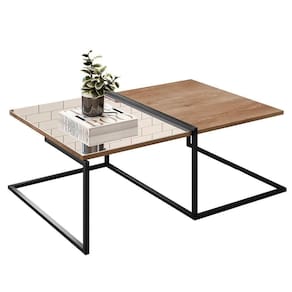 Mesa De Centro Com Espelho Pés Metálicos Estilo Industrial Loft D09 Demolição-preto - Mpozenato