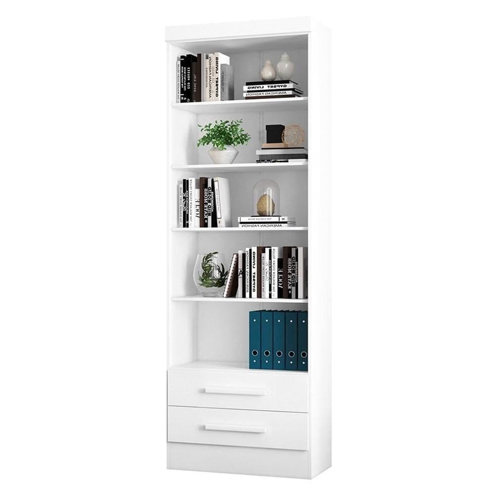 Estante Livreiro 2 Gavetas E 5 Prateleiras Fancy Q01 Branco - Mpozenato