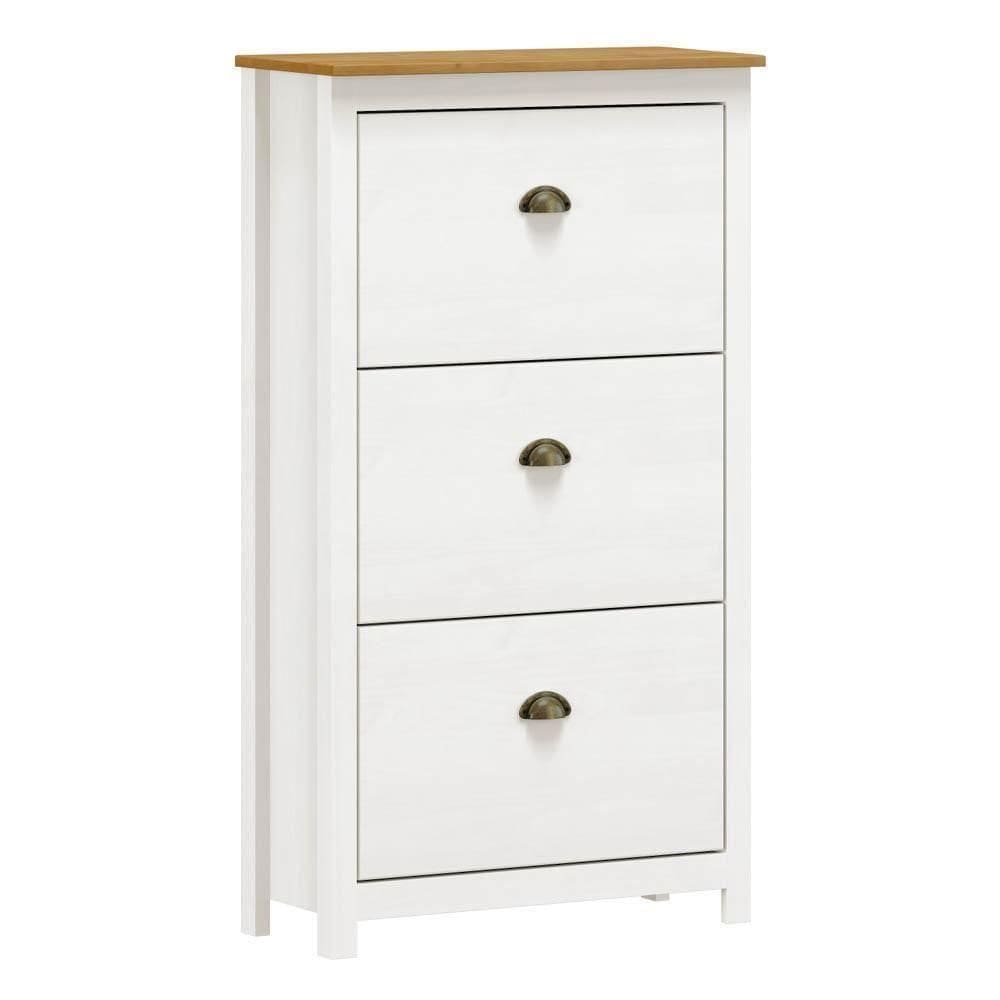 Sapateira De Madeira 3 Portas 70cm Estilo Americano Lázio F07 Branco-carvalho - Mpozenato
