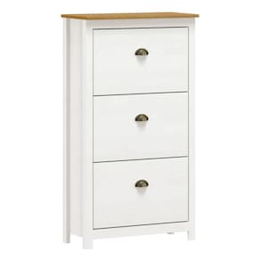 Sapateira De Madeira 3 Portas 70cm Estilo Americano Lázio F07 Branco-carvalho - Mpozenato