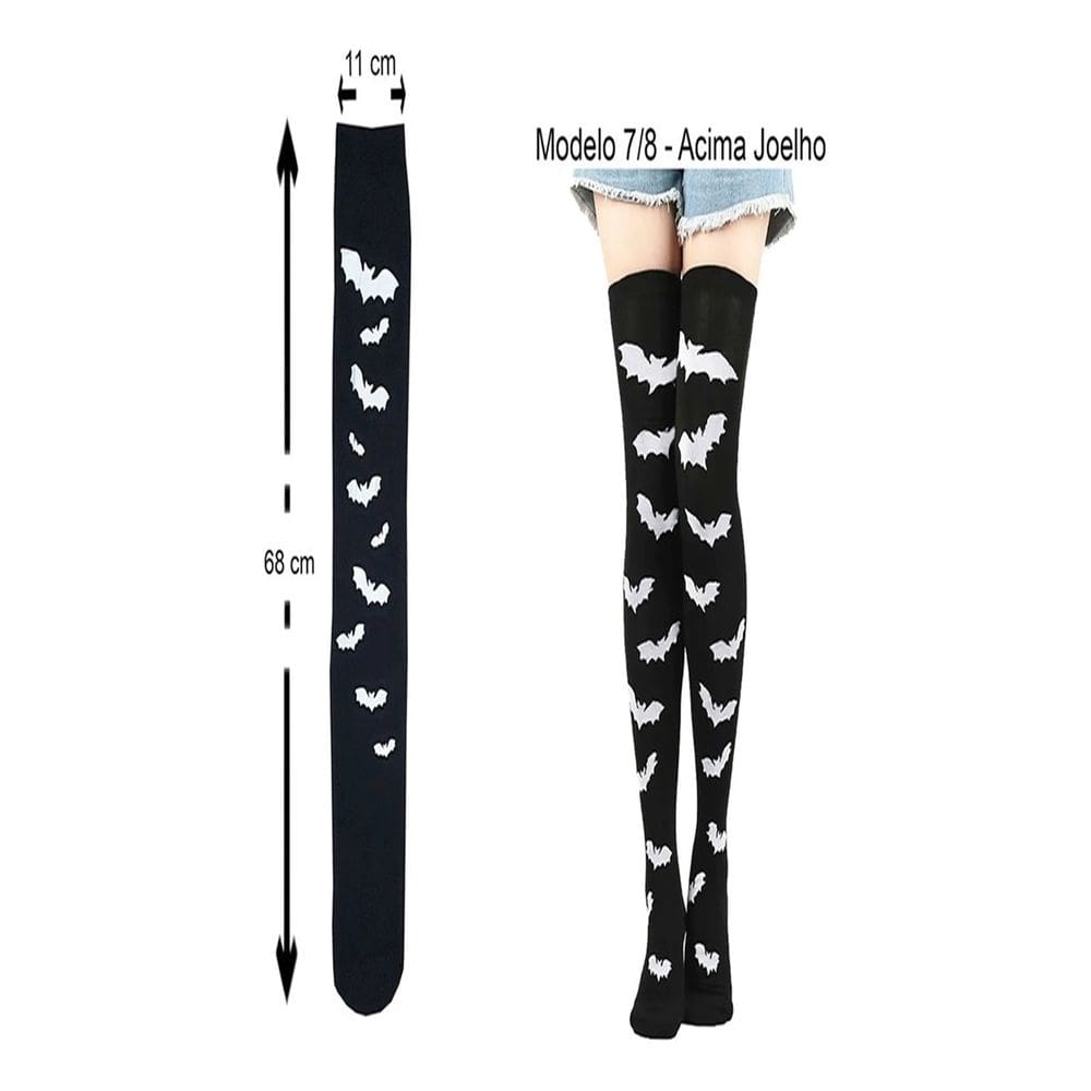 Meia 7/8 Longa Festa Fantasia Halloween Cosplay - Morcego