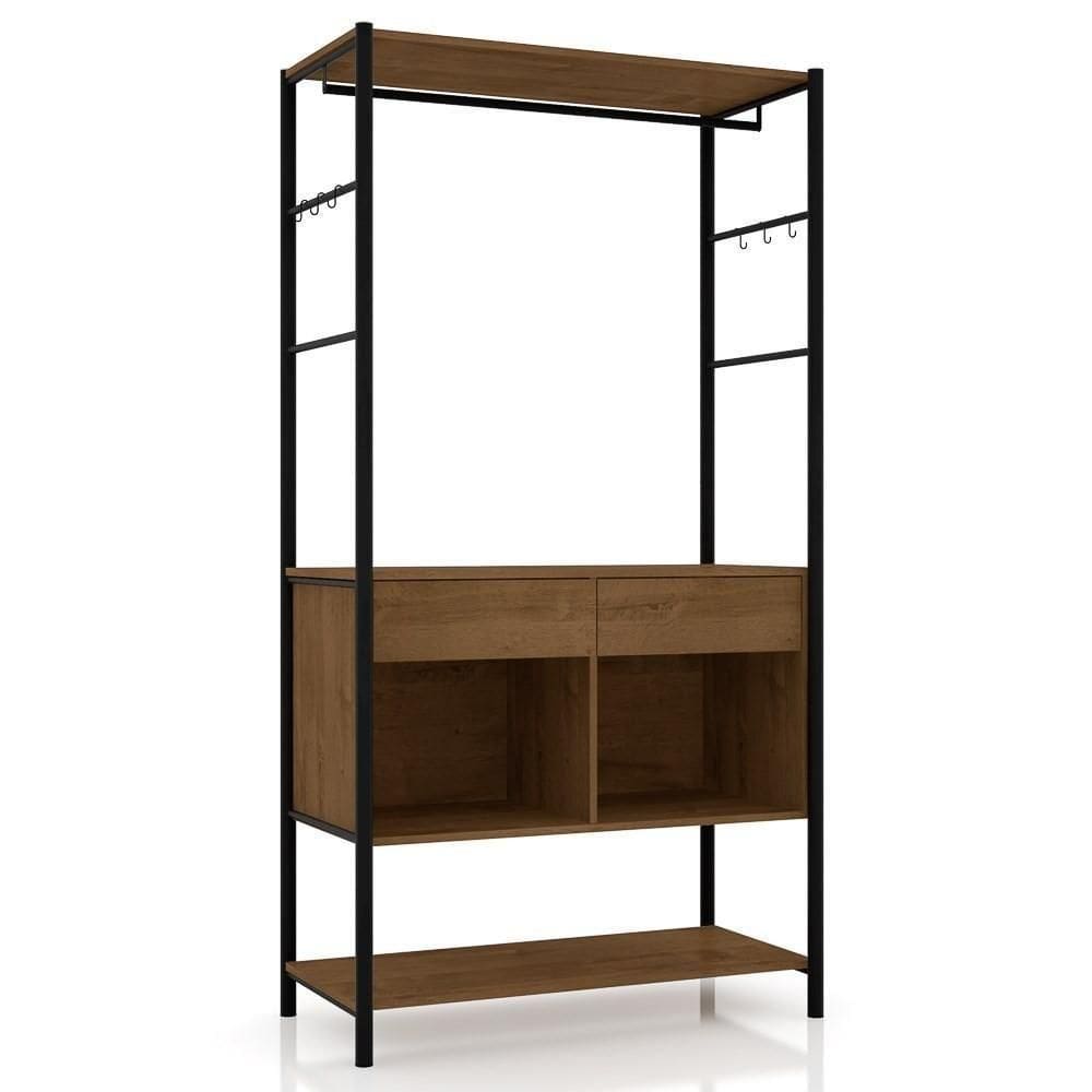 Guarda Roupa Solteiro Closet Paris 2 Gavetas Preto-demolição - Artefamol