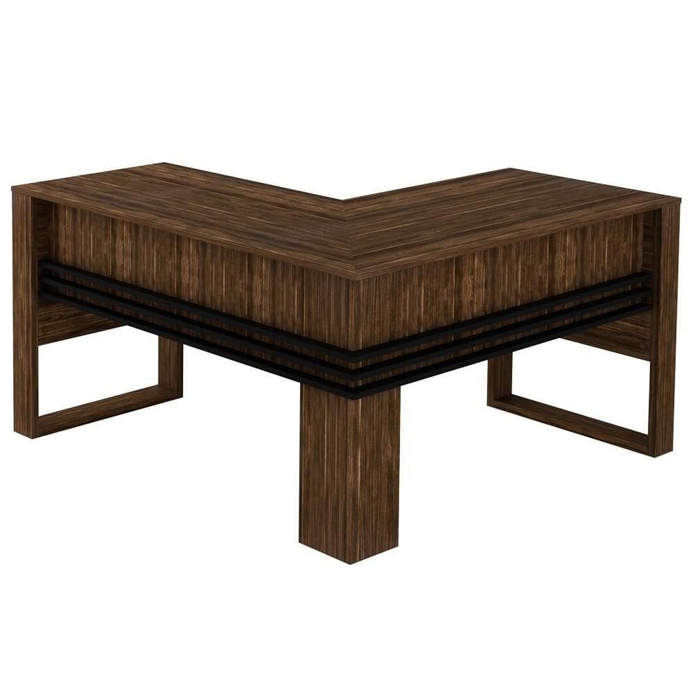 Mesa Para Escritório Em L Me4145 Nogal-preto - Tecno Mobili