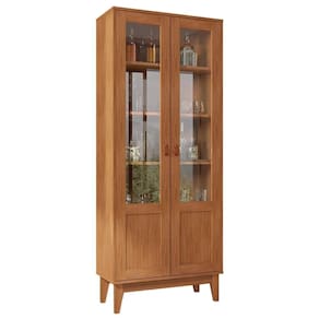 Cristaleira Com Portas De Vidro Sala De Jantar Liria C14 Cedro - Mpozenato