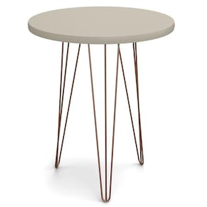 Mesa De Apoio Redonda Base Aço Evolution Off White - Patrimar