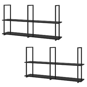 Kit 2 Prateleiras Decorativas Multiuso Grande Estilo Industrial Loft D09 Preto - Mpozenato