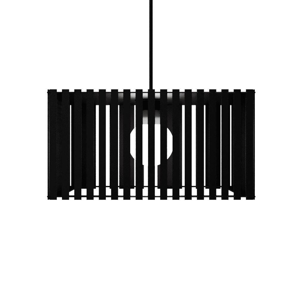 Luminária Pendente Barcelona Modelo Ripado Preta