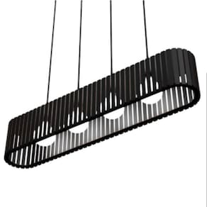 Luminária Pendente Centauro Modelo Ripado Preta