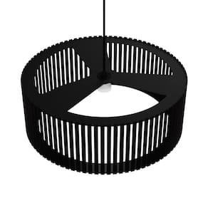 Luminária Pendente Vênus Modelo Ripado Preta