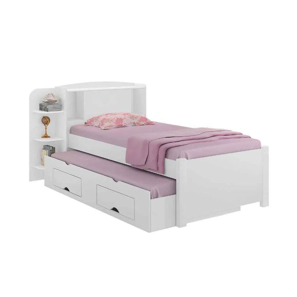 Cama Para Solteiro Milênio Com Box 2 Gavetas Plus 100% Mdf Branco