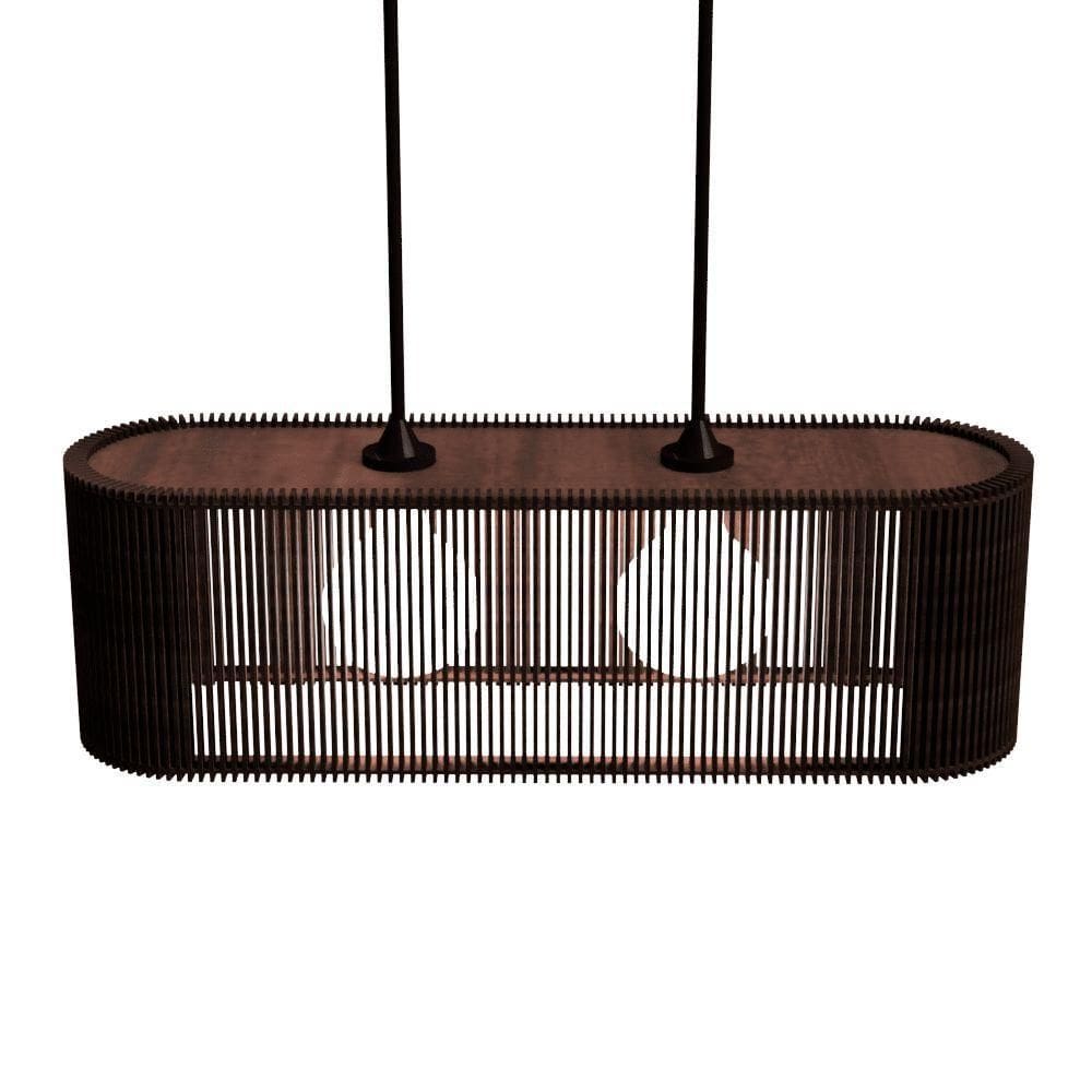 Luminária Pendente Veneza Modelo Ripado Marrom