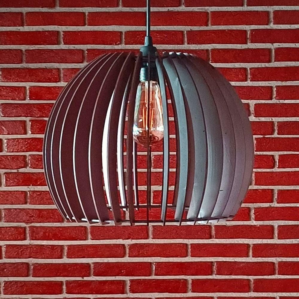 Luminária Teto Tipo Pendente Em Mdf Universo Completa Marrom