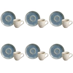 Conjunto de Xícara de Cafezinho com Pires 06 Peças Bio Wave Porto Brasil