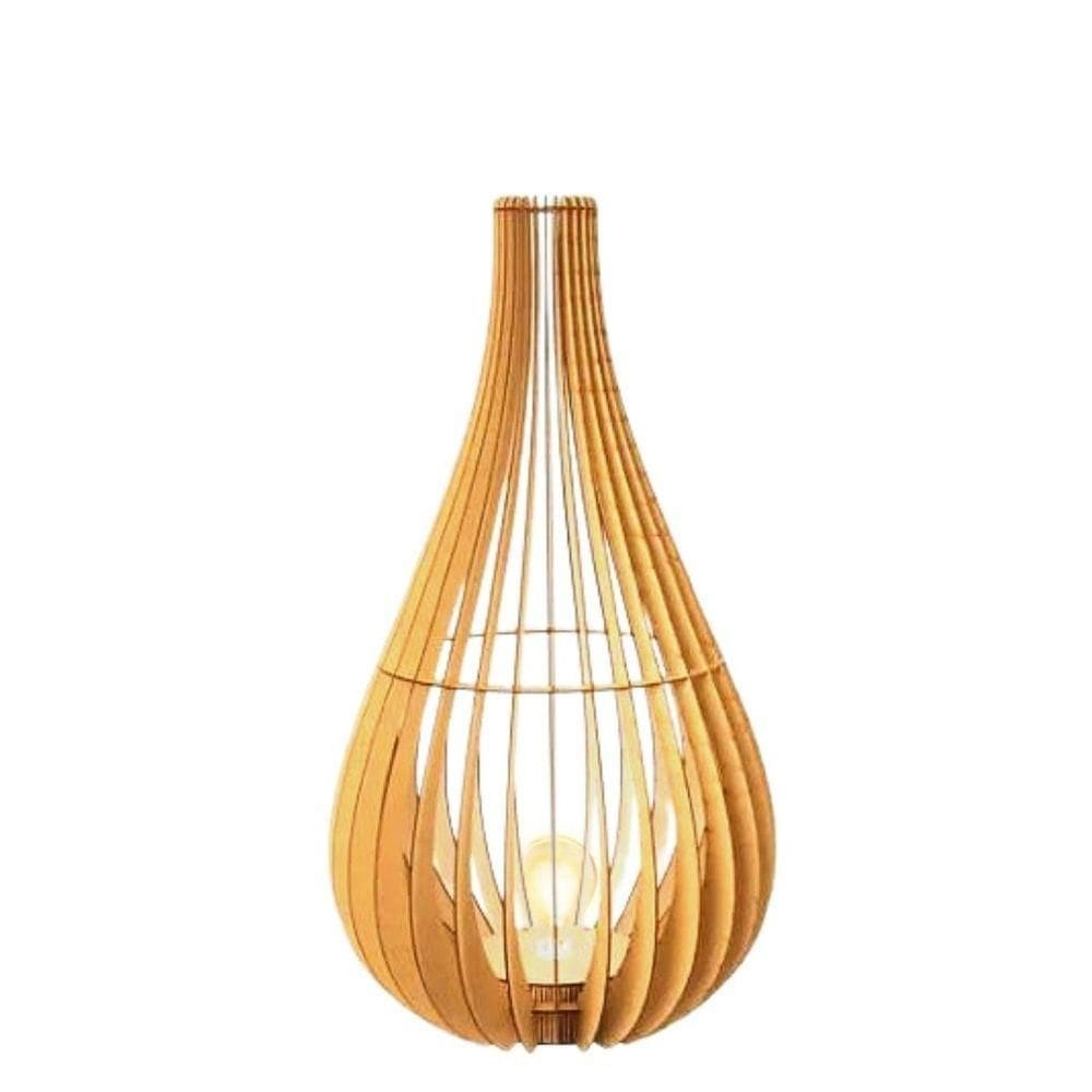 Abajur Grande De Chão Tulipa Mdf Luminária Mdf Cru