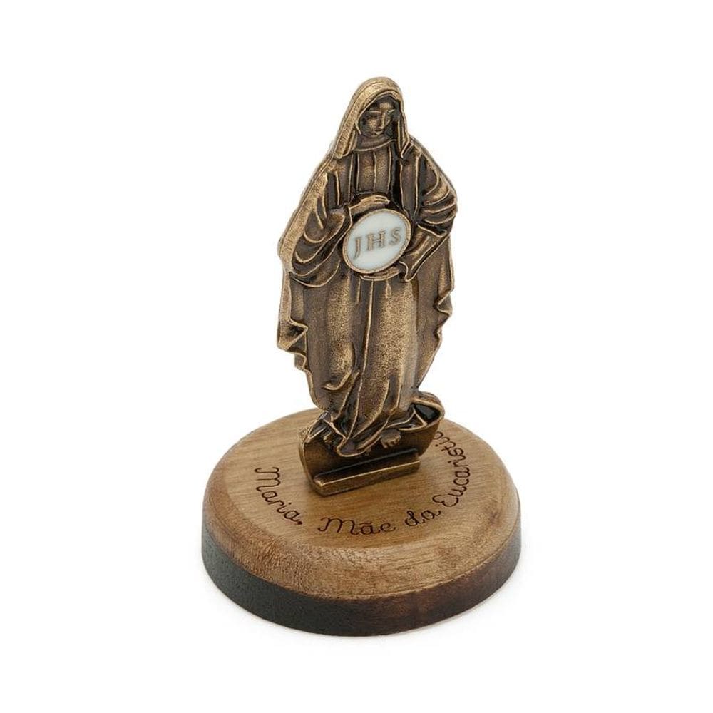 Adorno Pedestal de Nossa Senhora das Graças Eucarístico em Madeira 6cm