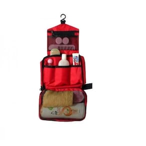 Necessaire Kit Higiene Viagem Organizadora Mala Mochila Bolsa Academia Gancho Masculina Feminino Vermelho