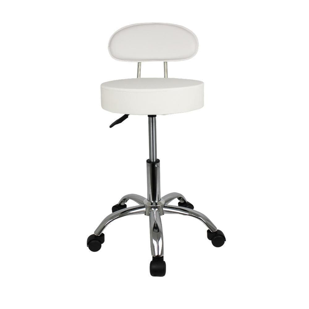 Cadeira Giratoria Mocho Manicure Com Encosto Branca