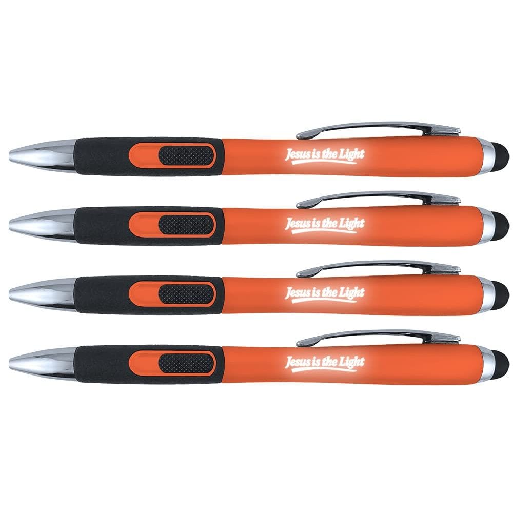 Caneta comemorativa Light Up Pen Jesus is the Light, pacote com 4