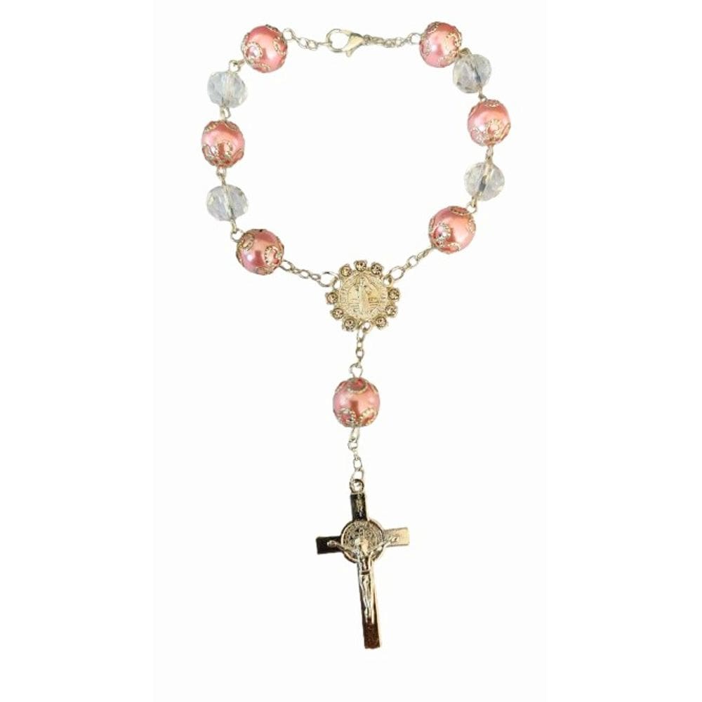 Dezena de Carro de São Bento 10mm Rosa - Lembrancinha