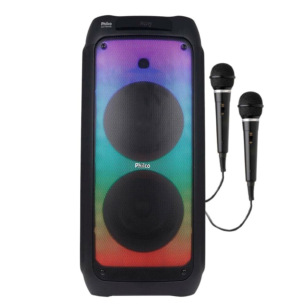 Caixa de Som Amplificada PCX10101 Full LED Bluetooth 2000W - 2 Mic