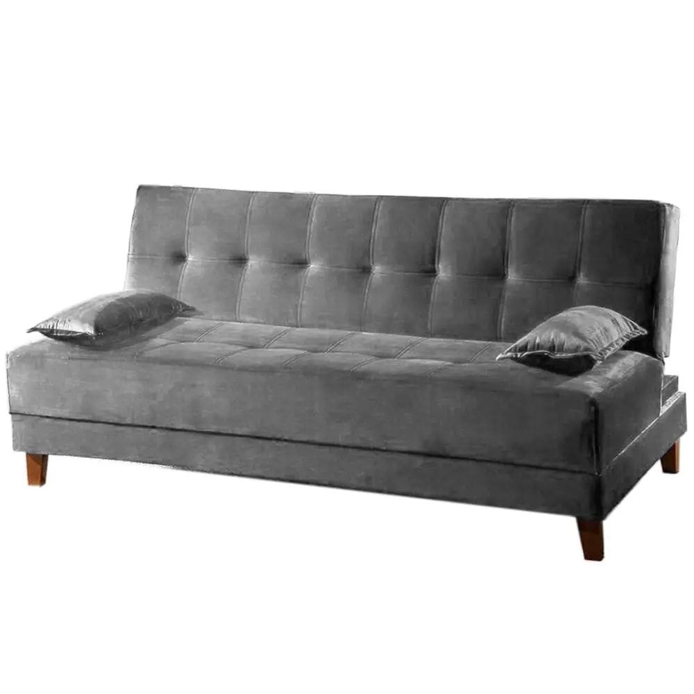 Sofá Cama Arpoador 2 Lugares 185cm Tecido Suede Innove Cor Cinza