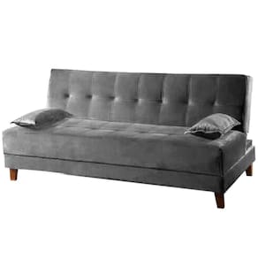Sofá Cama Arpoador 2 Lugares 185cm Tecido Suede Innove Cor Cinza