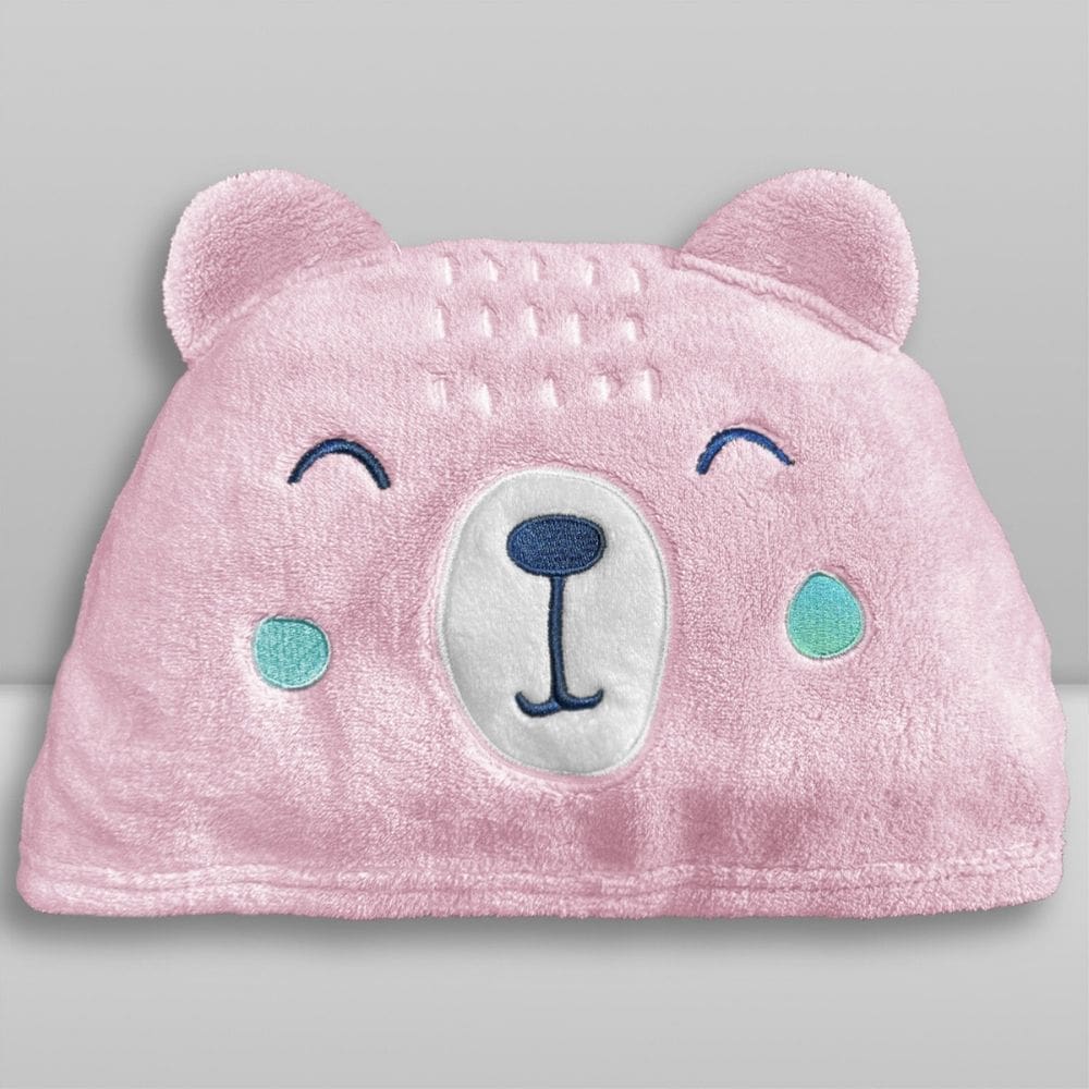 Toalha de Banho Baby com Capuz Urso Rosa - Laço Bebê