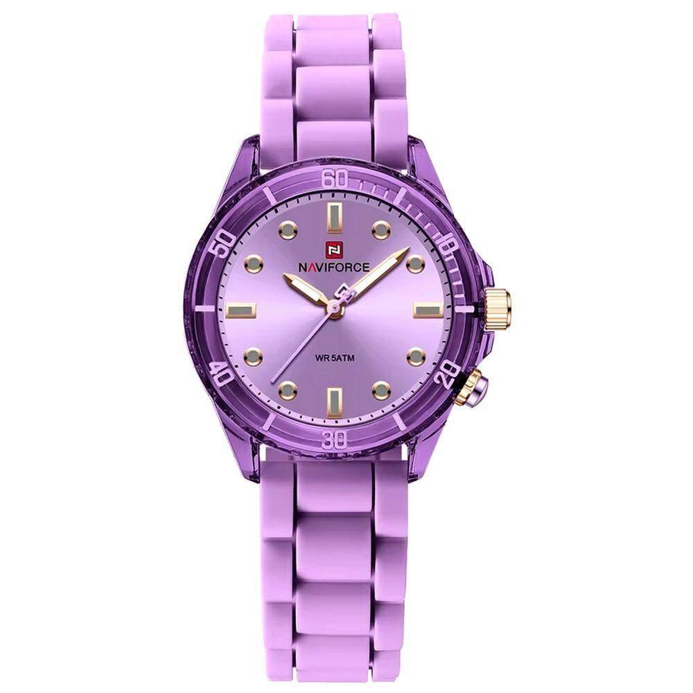 Relógio De Quartzo Feminino Design Casual Pulseira De Silicone 5atm à Prova D´agua Lilas