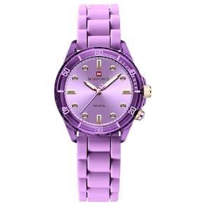 Relógio De Quartzo Feminino Design Casual Pulseira De Silicone 5atm à Prova D´agua Lilas